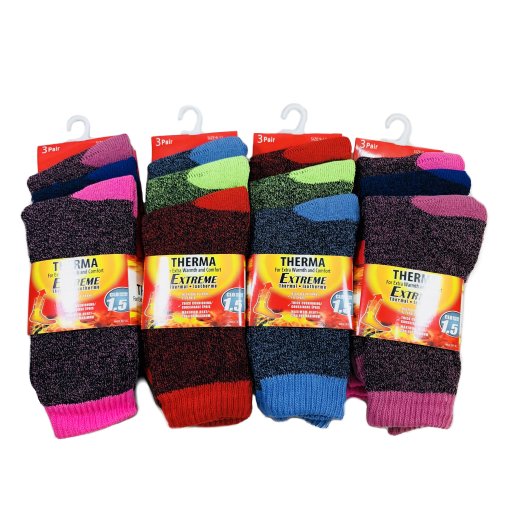 3pr LADIES Thermal Crew Socks 9-11 [Assorted]